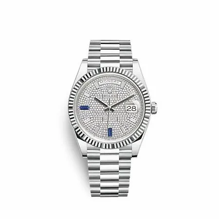 Rolex Day-Date 40 Platinum - Fluted / Paved 228236-0009 (M228236-0009)